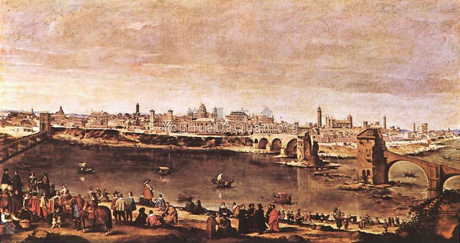 View of Zaragoza - 迭戈·罗德里格斯·德·席尔瓦·委拉斯贵支